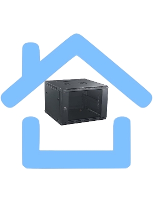 Шкаф телекоммуникационный настенный NEOMAX 6U (600х450), стеклянная дверь, замок-ключ (3 шт), разборный, цвет черный (1 коробка) NCB-WM6U-6045GK3-100-BK