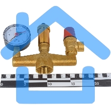 Группа безопасности котла 1' с манометром предохранительным клапаном и автоматическим воздухоотводчиком