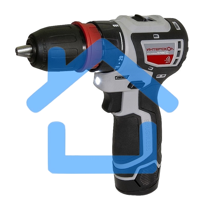 Дрель-шуруповерт ИНТЕРСКОЛ ДА-10/12В 36, Аккумуляторная, 12В, 2 АКБ, Кейс