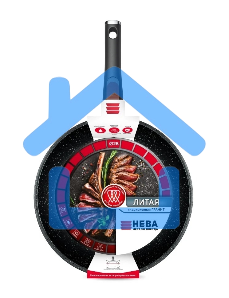 Сковорода НМП Литая L18028i, 28 см серый