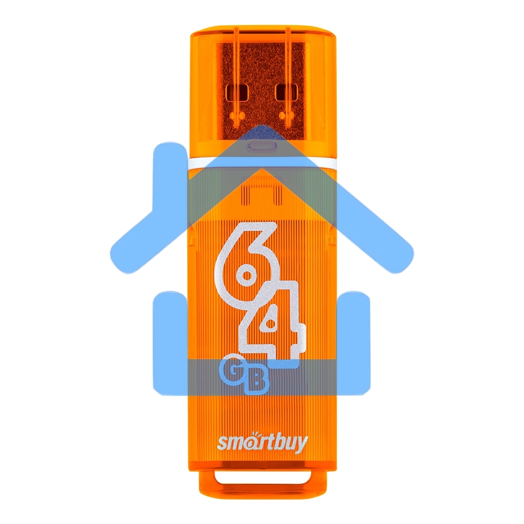 Флешка USB R/W SmartBuy R/W Glossy series Orange (SB64GbGS-Or), 64Gb, USB 2.0, R/W 25/15, оранжевый