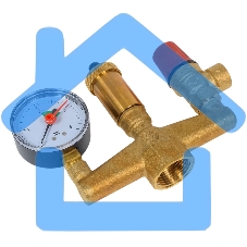 Группа безопасности котла 1' с манометром предохранительным клапаном и автоматическим воздухоотводчиком