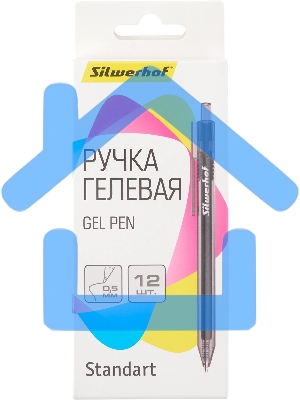 Набор ручек гелевых автоматическая Silwerhof NG Standart, d=0.5мм, черные чернила, коробка картонная (12шт)