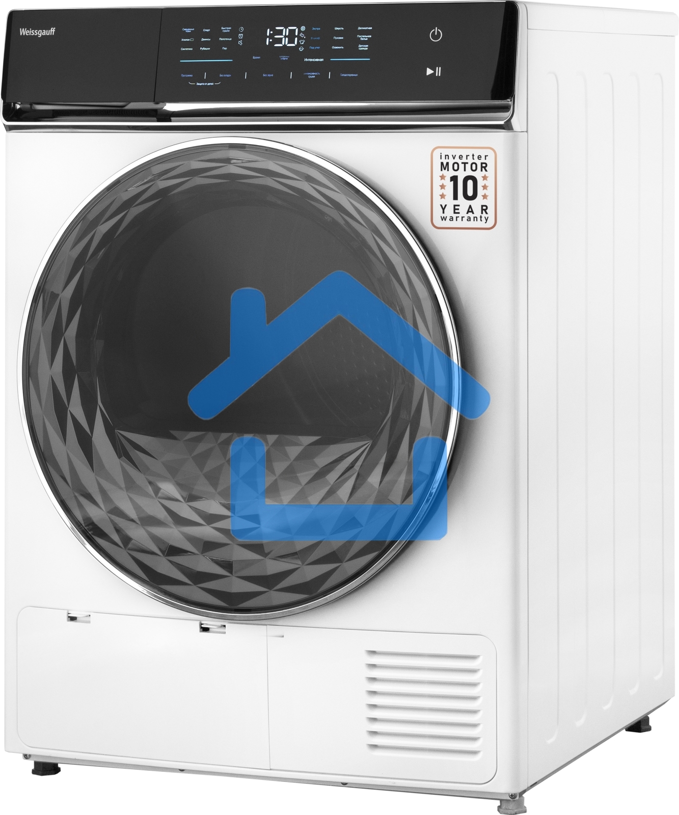 Сушильная машина WEISSGAUFF WD 779 Diamond Heat Pump белый, 8 кг, сушка - тепловой насос, программ - 16, 59.8 x 84.5 x 65.2 см