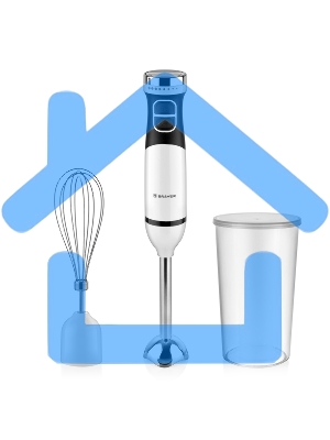 Блендер погружной BRAYER BR1243, 800 Вт, нерж лез, 2 ск, пл. рег, венч, стак 700, бел