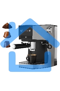 Кофеварка рожковая+капсульная BQ CM3003 стальной/черный, исп. кофе - молотый/капсулы Dolce gusto, Nespresso, 1 л, 950 Вт, 19 бар