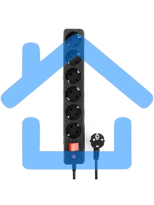 Сетевой фильтр Гарнизон 6р, 10А, 5м, ур.защиты 4, черный, пакет