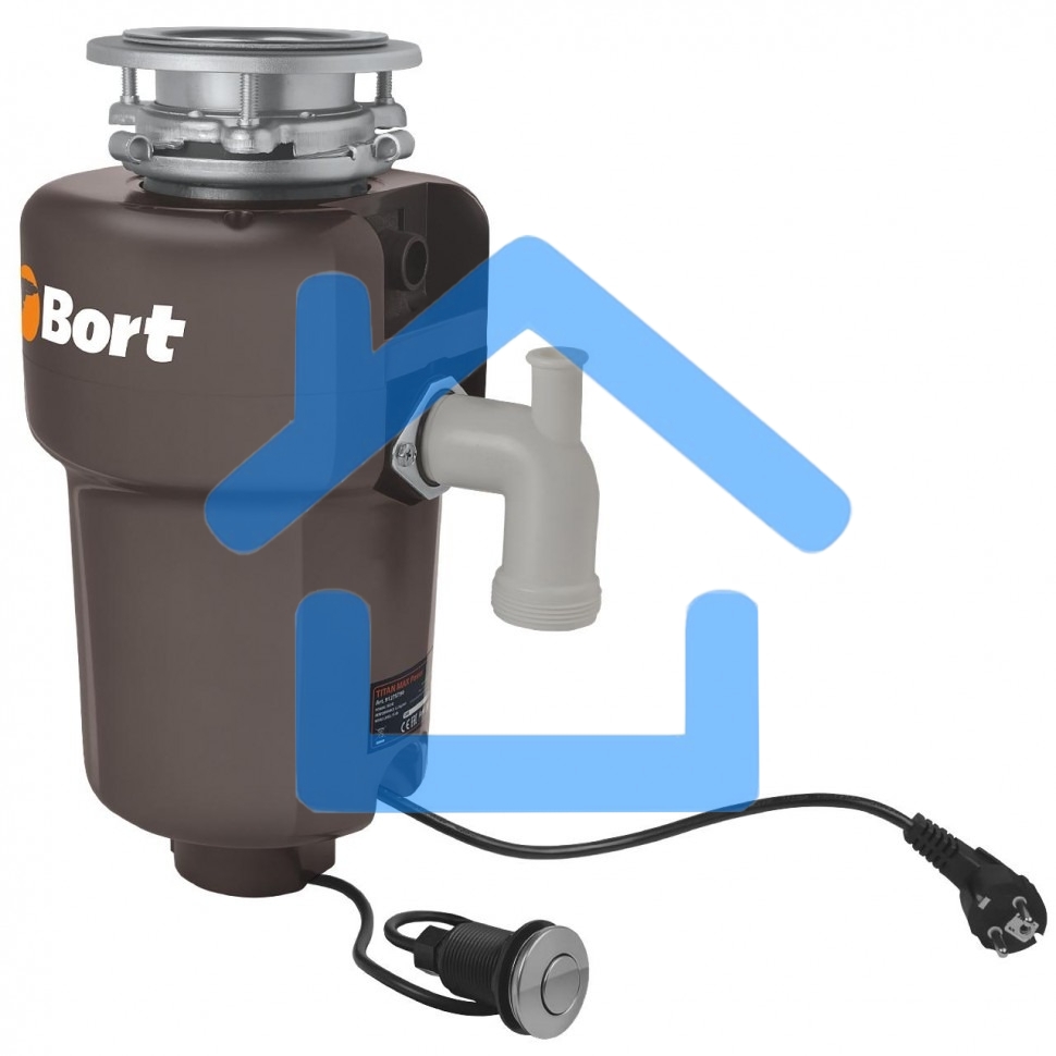 Измельчитель пищевых отходов Bort TITAN 5000 560 Вт; 5,2 кг/мин; 3200 об/мин; 1400 мл; нержавеющая сталь; набор аксессуаров 4 шт [91275783]