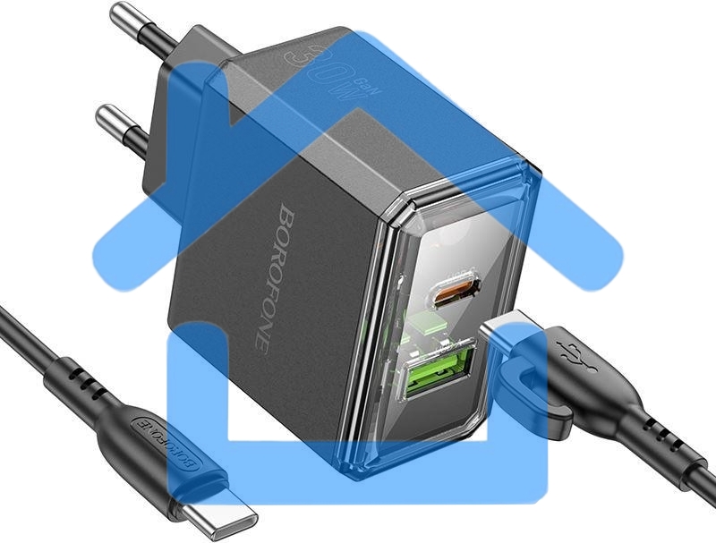 Сетевое зарядное устройство BOROFONE (6941991110689) BAS32A 1USB+1Type-C 3.0A QC3.0 PD 30W, черный