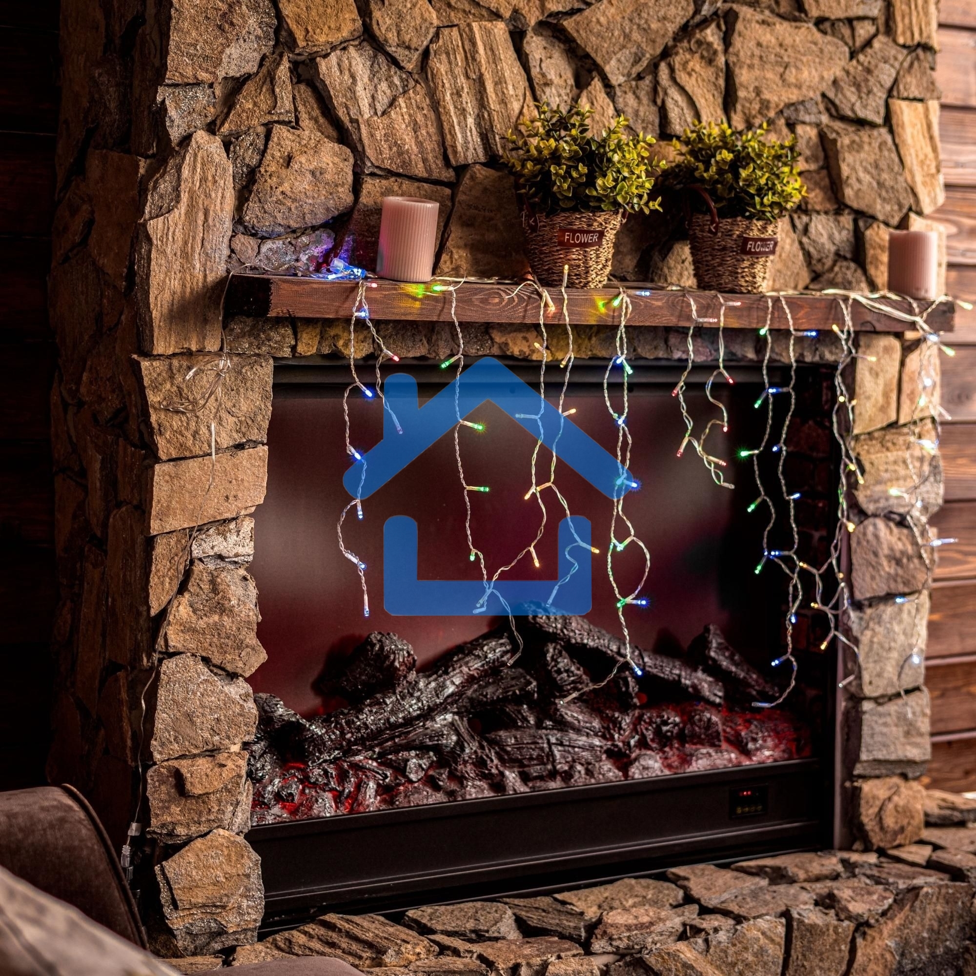 Бахрома светодиодная с эффектом мерцания 2м Соединяемая 100 светодиодов Разноцветный свет Провод прозрачный ULD-B2007-100/TTK MULTI IP44