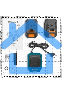 Гайковерт аккумуляторный Bort BSR-21U (2х4АЧ+ЗУ) 93418477 800 Нм, 0-2700 об/мин, акб Li-Ion, аккумуляторная система Makita 18V LXT 18 В, вес 1.4 кг