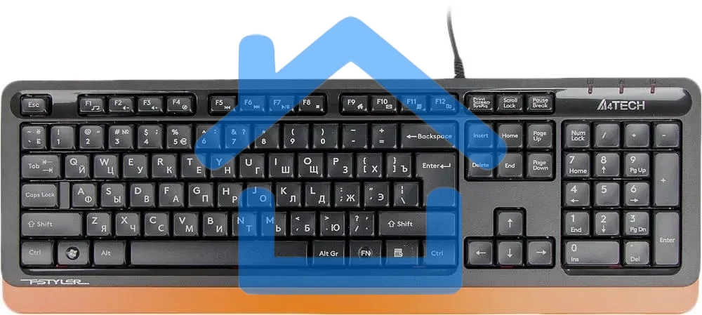 Клавиатура A4Tech Fstyler FK10 проводная, USB, черный/оранжевый