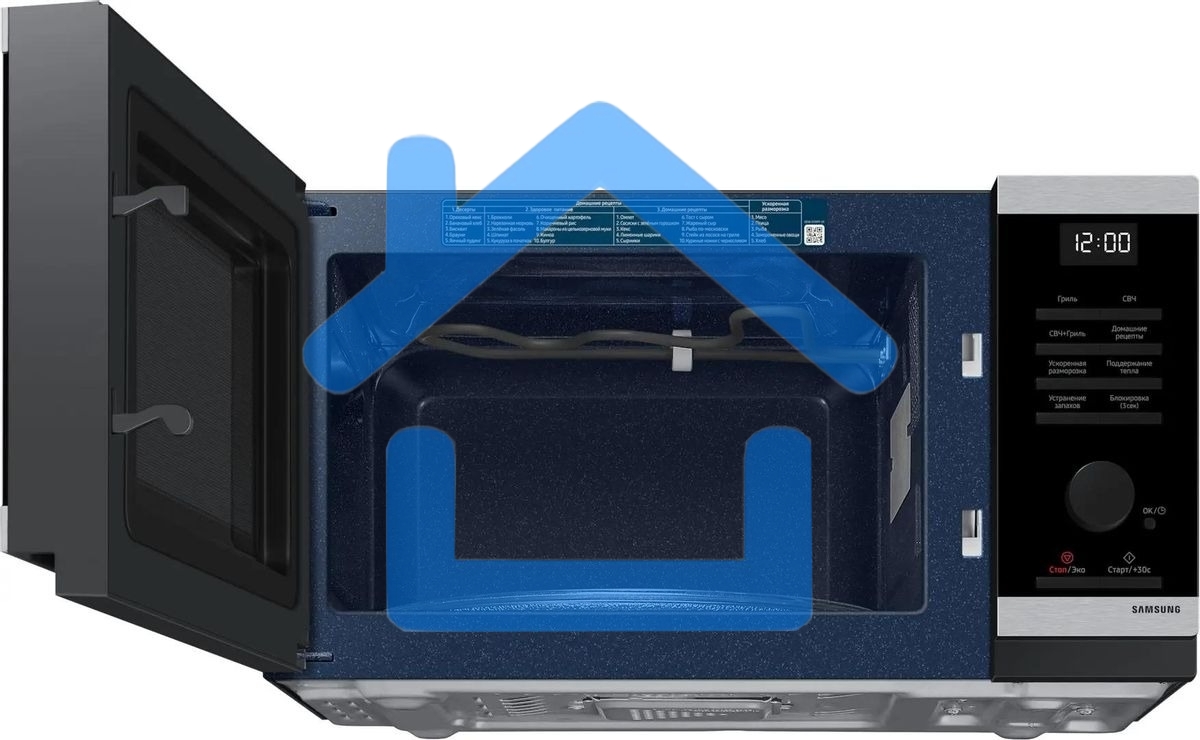 Микроволновая печь Samsung MG23DG4524ATBW нержавеющая сталь/черный 23л. 800Вт переключатели - поворотный механизм
