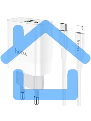 Сетевое зарядное устройство HOCO (6931474740526) C80A RAPIDO PD+QC3.0 + кабель 8PIN-TYPE-C белый