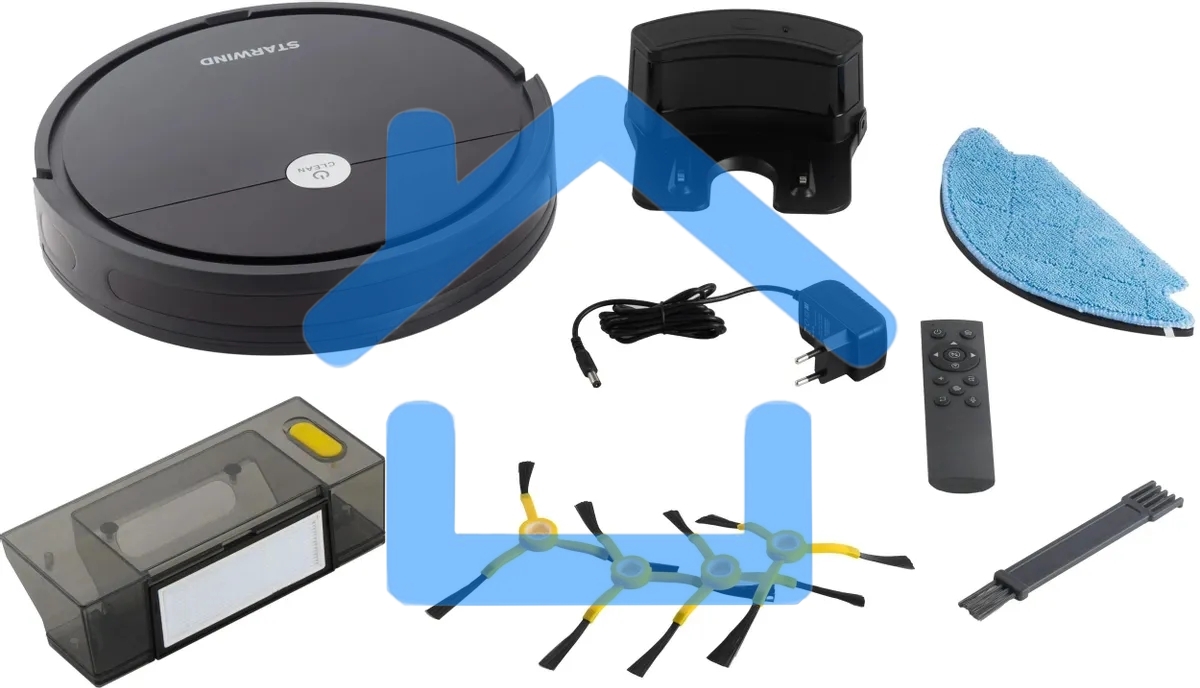 Робот-пылесос Starwind SRV5550 черный, 15 Вт, 2000 мА·ч Li-Ion, уборка влажная/сухая, пылесборник контейнер 0.3 л