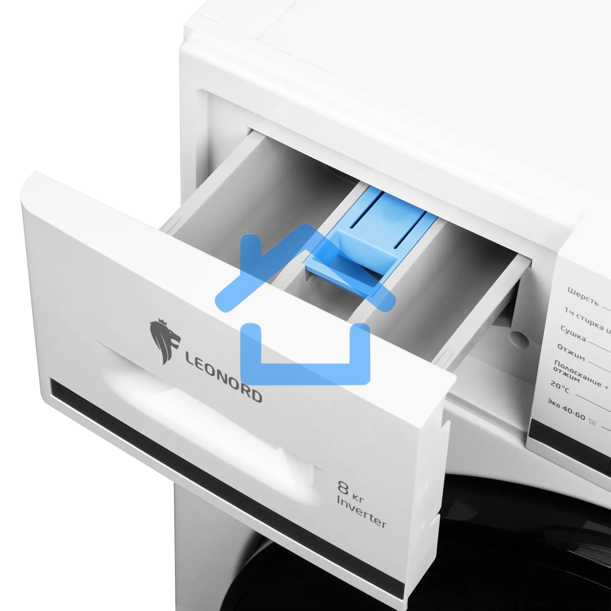 Стиральная машина с сушкой LEONORD LWM-103812D (109591) белая, загрузка фронтальная 8кг, 1200 об/мин., класс: B