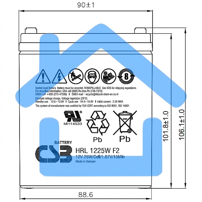 Батарея CSB HRL 1225W (12V 6Ah) F2