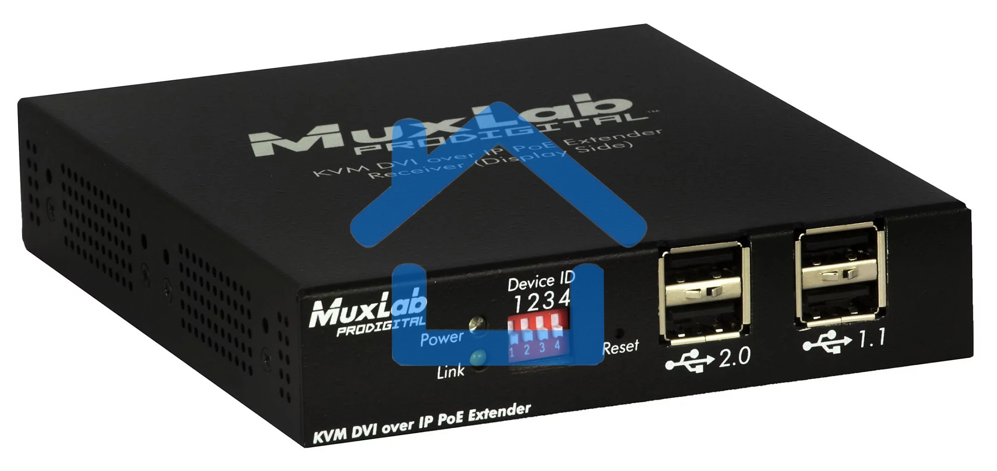 Приемник-декодер DVI, USB2.0 и KVM over IP, сжатие JPEG2000, с PoE MuxLab 500771-RX