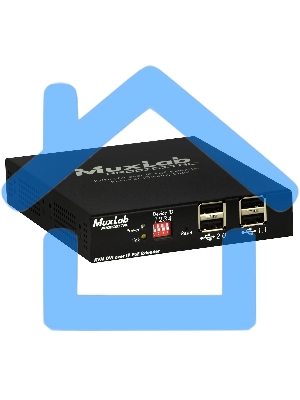 Приемник-декодер DVI, USB2.0 и KVM over IP, сжатие JPEG2000, с PoE MuxLab 500771-RX