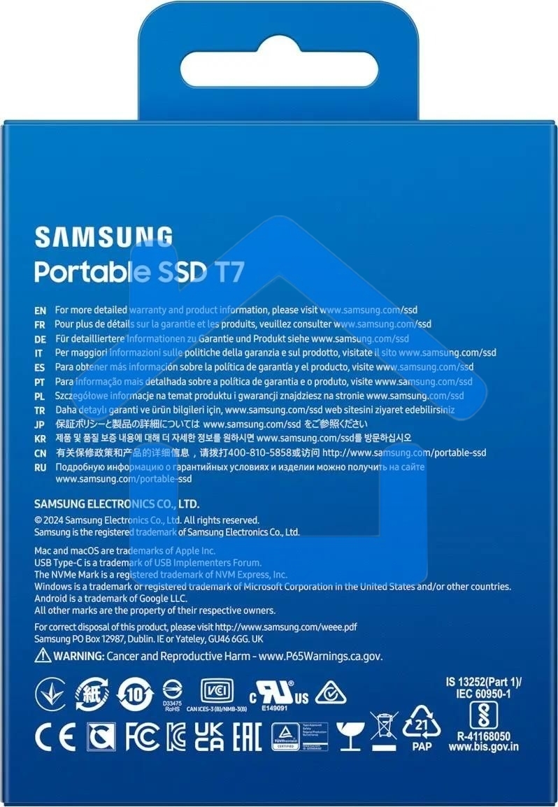 Твердотельный диск Samsung T7 Shield MU-PC2T0K серый титан, 4TB 3D NAND TLC, USB 3.2 Type-C R/W - 1050/1000 MB/s