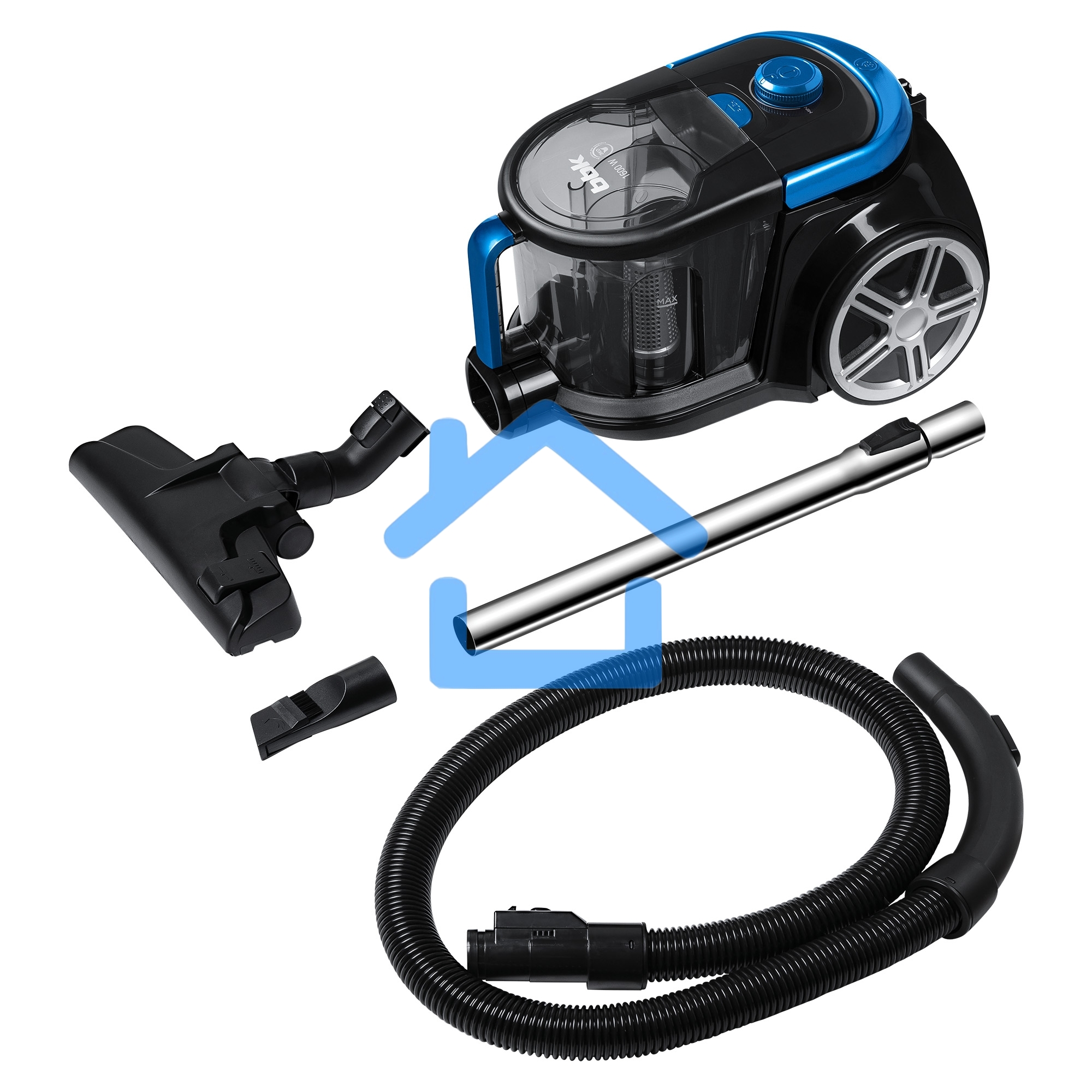 Пылесос BBK BV1802 имперский синий, 300/1600 Вт, уборка сухая, пылесборник контейнер, 2 л