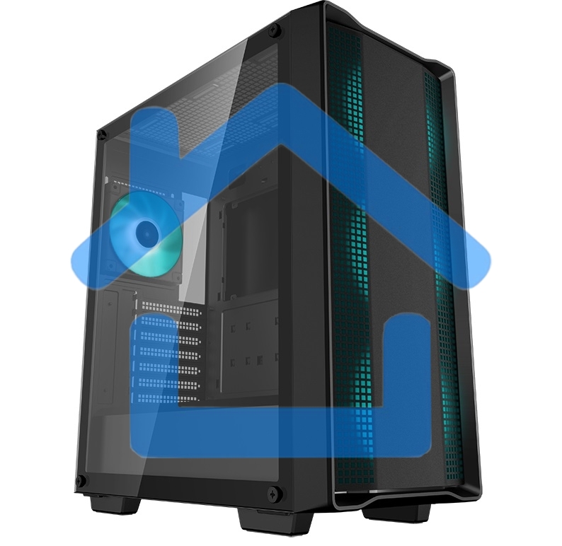 Компьютерный корпус Deepcool CC560 V2 черный без БП ATX 4x120мм 1xUSB 2.0 1xUSB 3.0 audio bott PSU