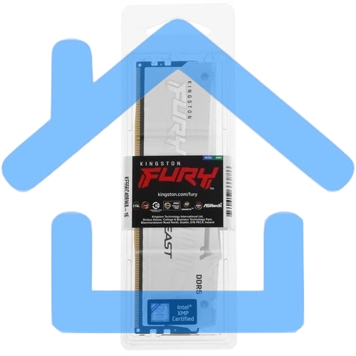 Оперативная память Kingston Fury Beast, DDR5, 16Gb (1x16Gb), 5600MHz, CL40, DIMM, радиатор, RGB, белый