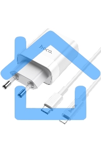 Сетевое зарядное устройство HOCO (6931474740526) C80A RAPIDO PD+QC3.0 + кабель 8PIN-TYPE-C белый