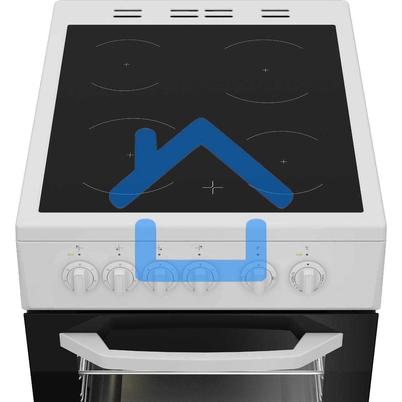 Плита электрическая Beko FFSS57001W белый, конфорок 4 шт, духовка 60 л, 50 см x 85 см x 60 см