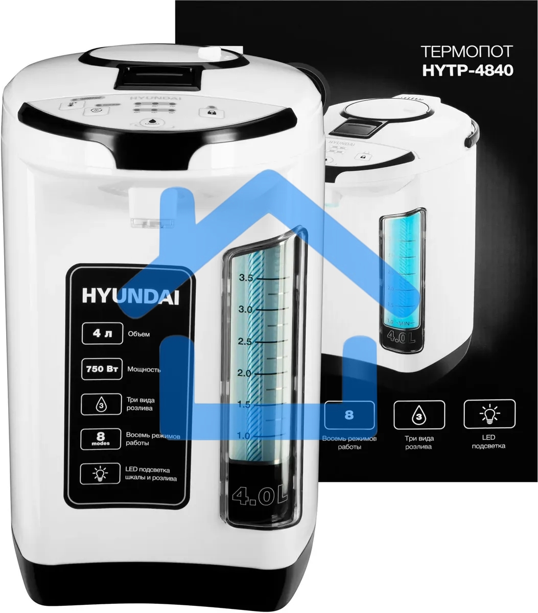 Термопот Hyundai HYTP-4840 4л, 750Вт, белый/черный