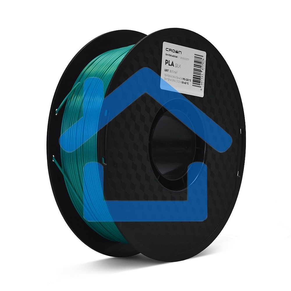 Филамент Crown Micro CM-FILPLAS006G PLA Silk 1.75 1кг зеленый