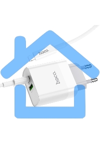 Сетевое зарядное устройство HOCO (6931474740526) C80A RAPIDO PD+QC3.0 + кабель 8PIN-TYPE-C белый