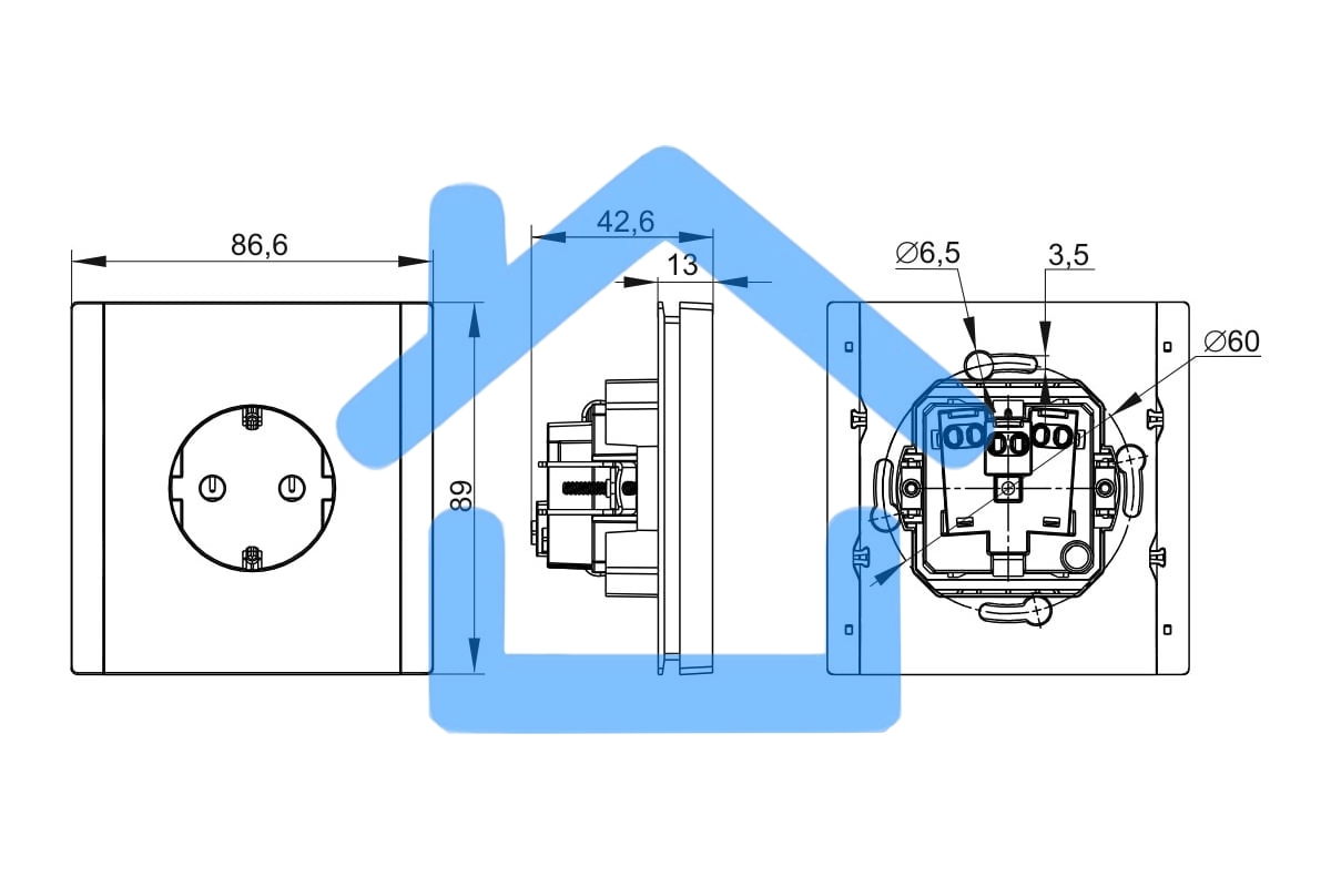 Розетка СП FORTE&PIANO FP216 16А с заземл. без защ. шторок винт. крепл. белый IEK FP-R11-16-K01