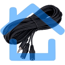Кабель-разветвитель аудио Cablexpert CCA-415-5M-N, Jack 3.5(M) 3pin/2xJack 3.5(F), 5м, черный, пакет