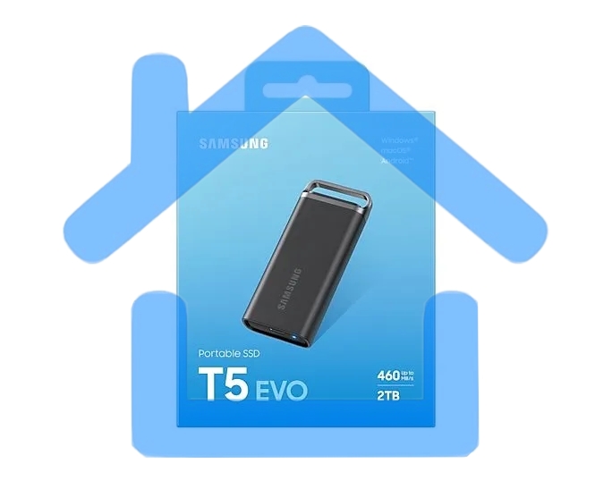 Внешний накопитель SSD Samsung T5 EVO External 2Tb (1024Gb) черный USB 3.2 (MU-PH2T0S/WW) 1year