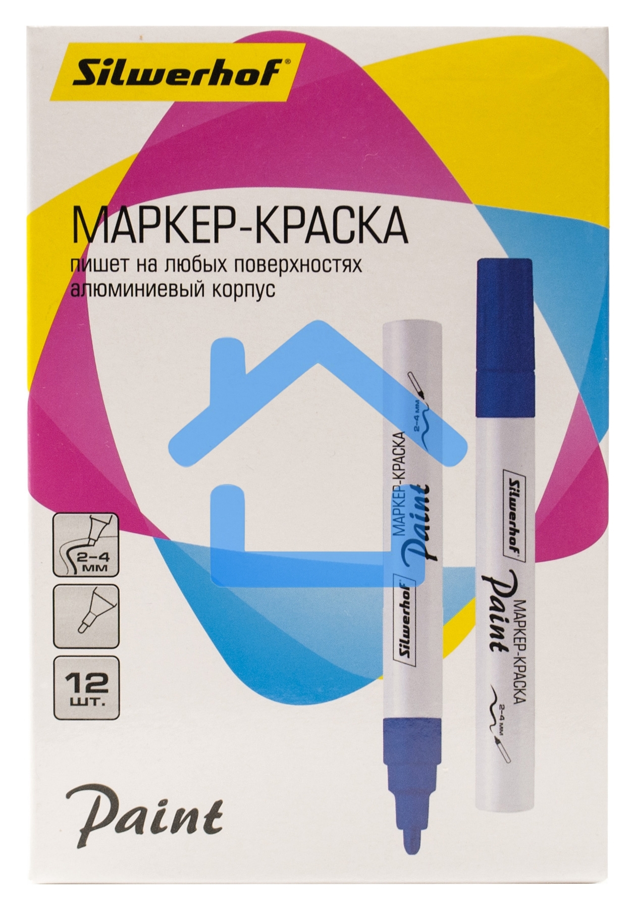 Маркер лаковый Silwerhof Paint круглый, пулевидный пишущий наконечник, 2-4мм, металический корпус синий, коробка картонная