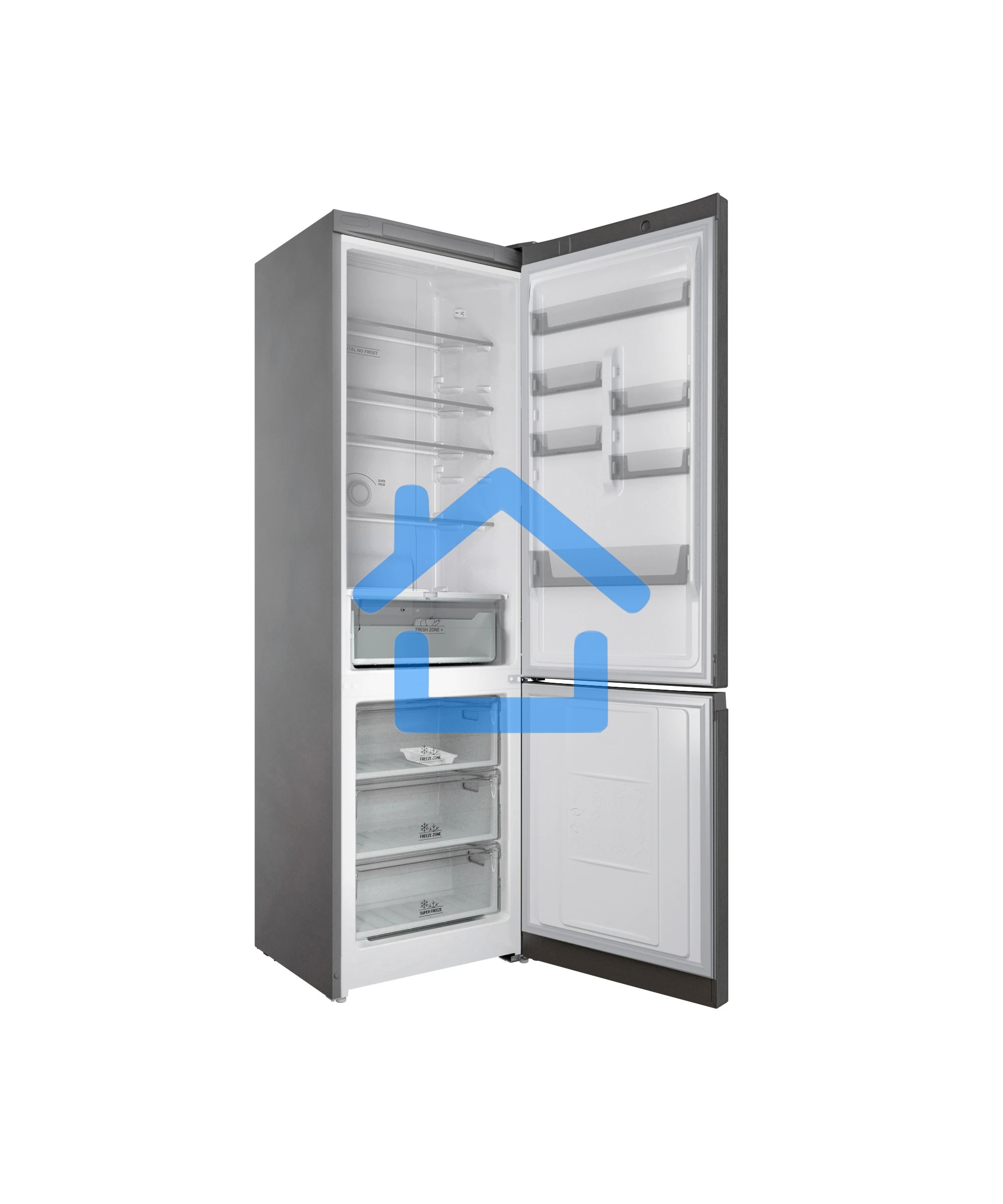 Холодильник Hotpoint HT 6200 MX нержавеющая сталь двухкамерный 240/83л морозилка снизу, No Frost