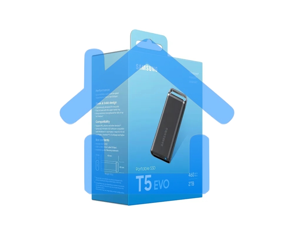 Внешний накопитель SSD Samsung T5 EVO External 2Tb (1024Gb) черный USB 3.2 (MU-PH2T0S/WW) 1year