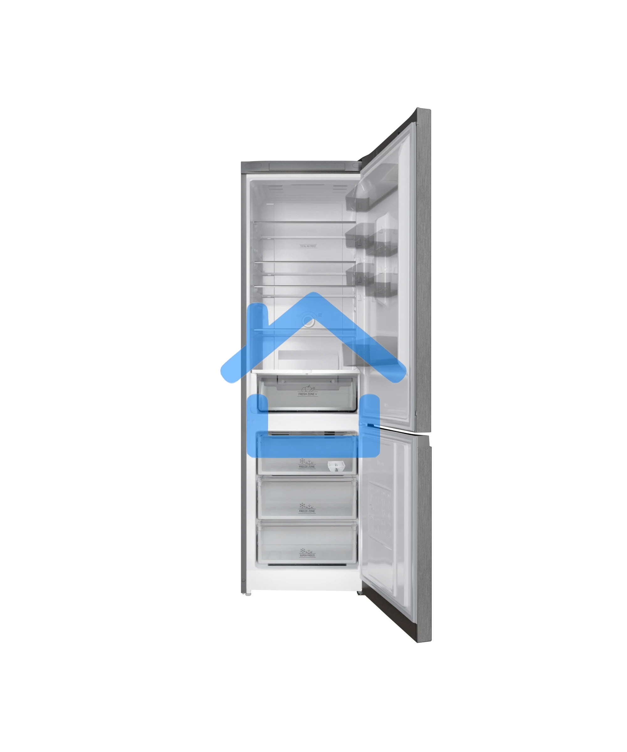 Холодильник Hotpoint HT 6200 MX нержавеющая сталь двухкамерный 240/83л морозилка снизу, No Frost