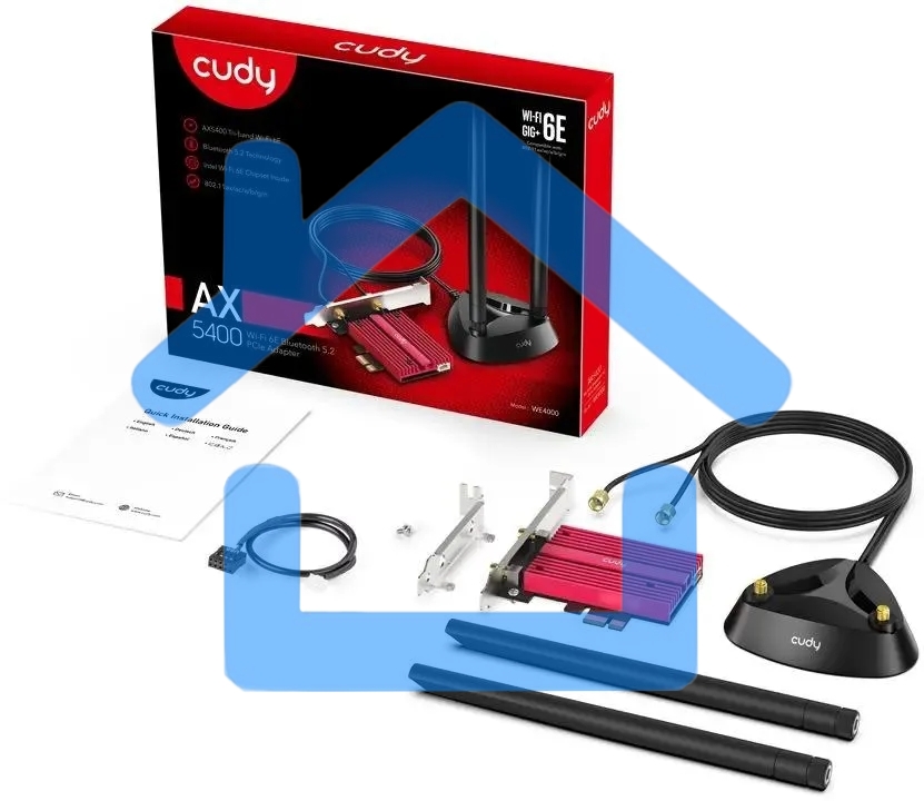 Сетевой адаптер Wi-Fi + Bluetooth Cudy WE4000 АХ5400 PCI Express (ант.внеш.съем) 1ант.