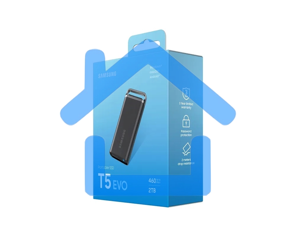 Внешний накопитель SSD Samsung T5 EVO External 2Tb (1024Gb) черный USB 3.2 (MU-PH2T0S/WW) 1year