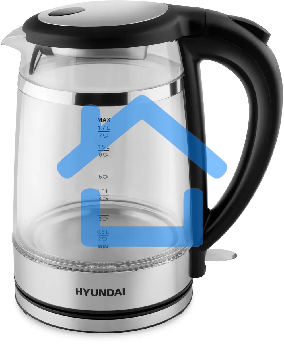 Чайник электрический Hyundai HYK-G3036 1.7л. 2200Вт черный/прозрачный (корпус: стекло)
