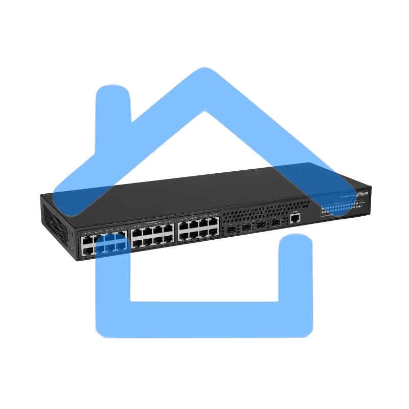 Коммутатор DAHUA 28-портовый управляемый, уровень L2+Порты: 24 RJ45 10/100/1000Мбит/с, 4 SFP+ 1000Мбит/с(uplink); питание: 100~240В(AC); грозозащита: до 6кВ