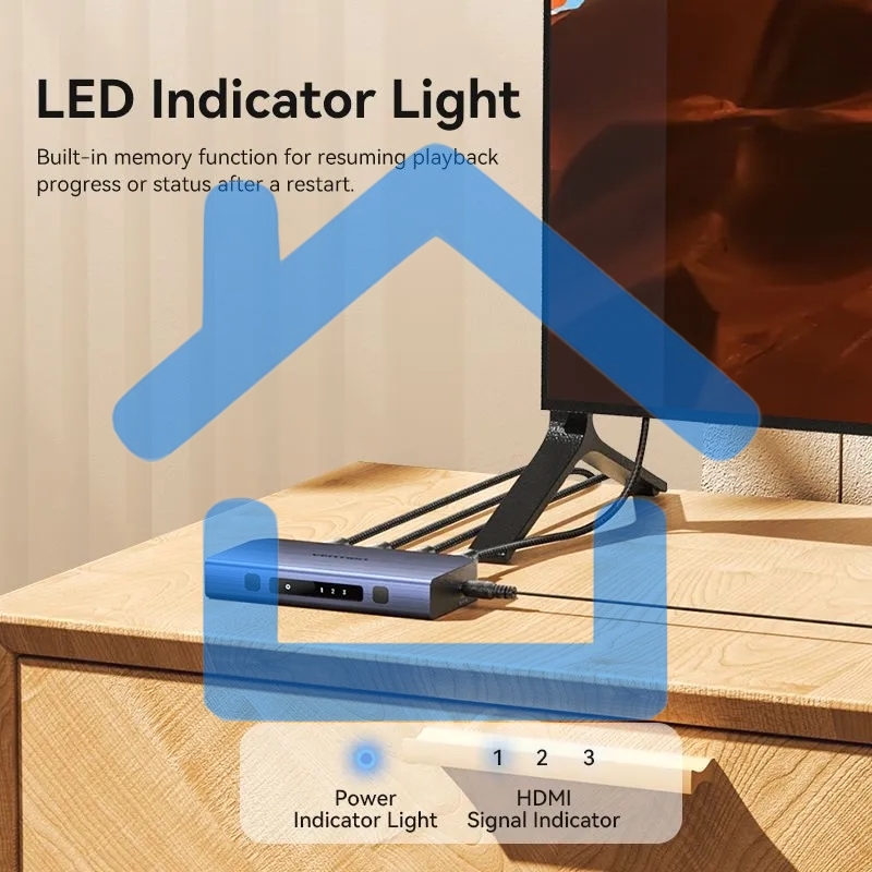 Переключатель (switch) 3x1 Vention HDMI v2.0