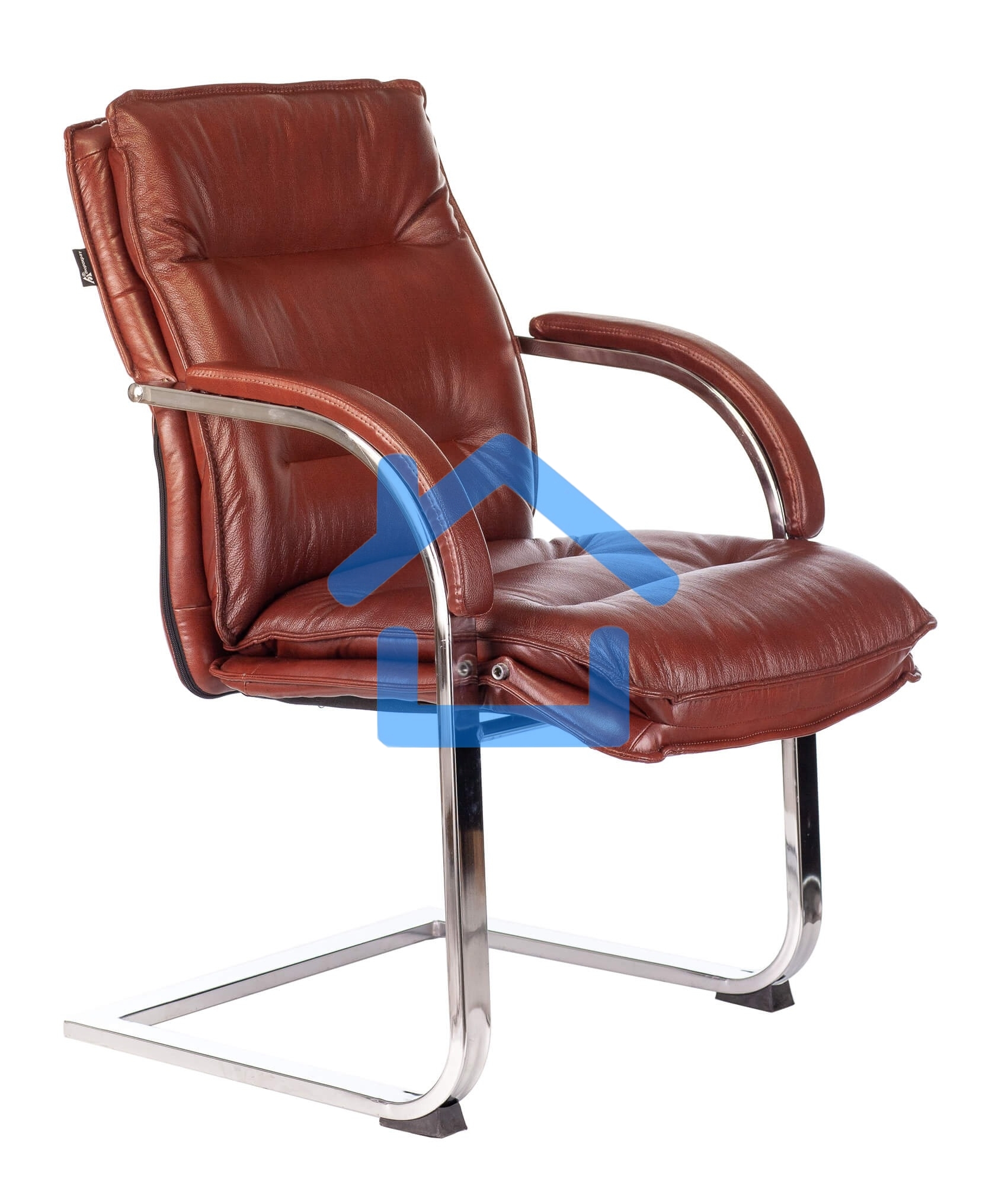 Кресло офисное Бюрократ T-9927SL-LOW-V Leather Eichel светло-коричневый, кожа, низк. спин. полозья металл хром