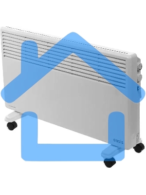 Конвектор Oasis KM-25 белый, 2500 Вт, 30 м2, термостат