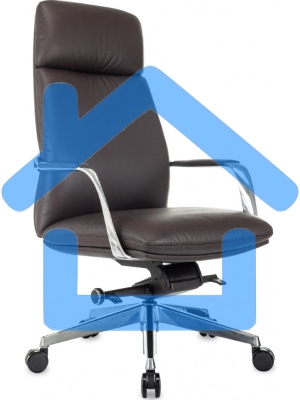 Кресло руководителя Бюрократ _VEGA коричневый, кожа, крестов. алюминий