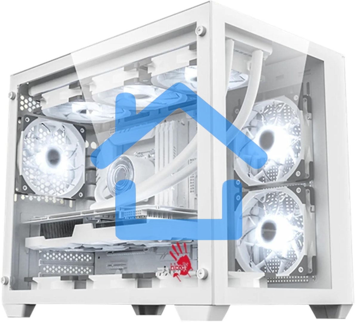 Компьютерный корпус Bloody BD-CC108 белый без БП mATX 9x120мм 2xUSB 3.0 audio bott PSU