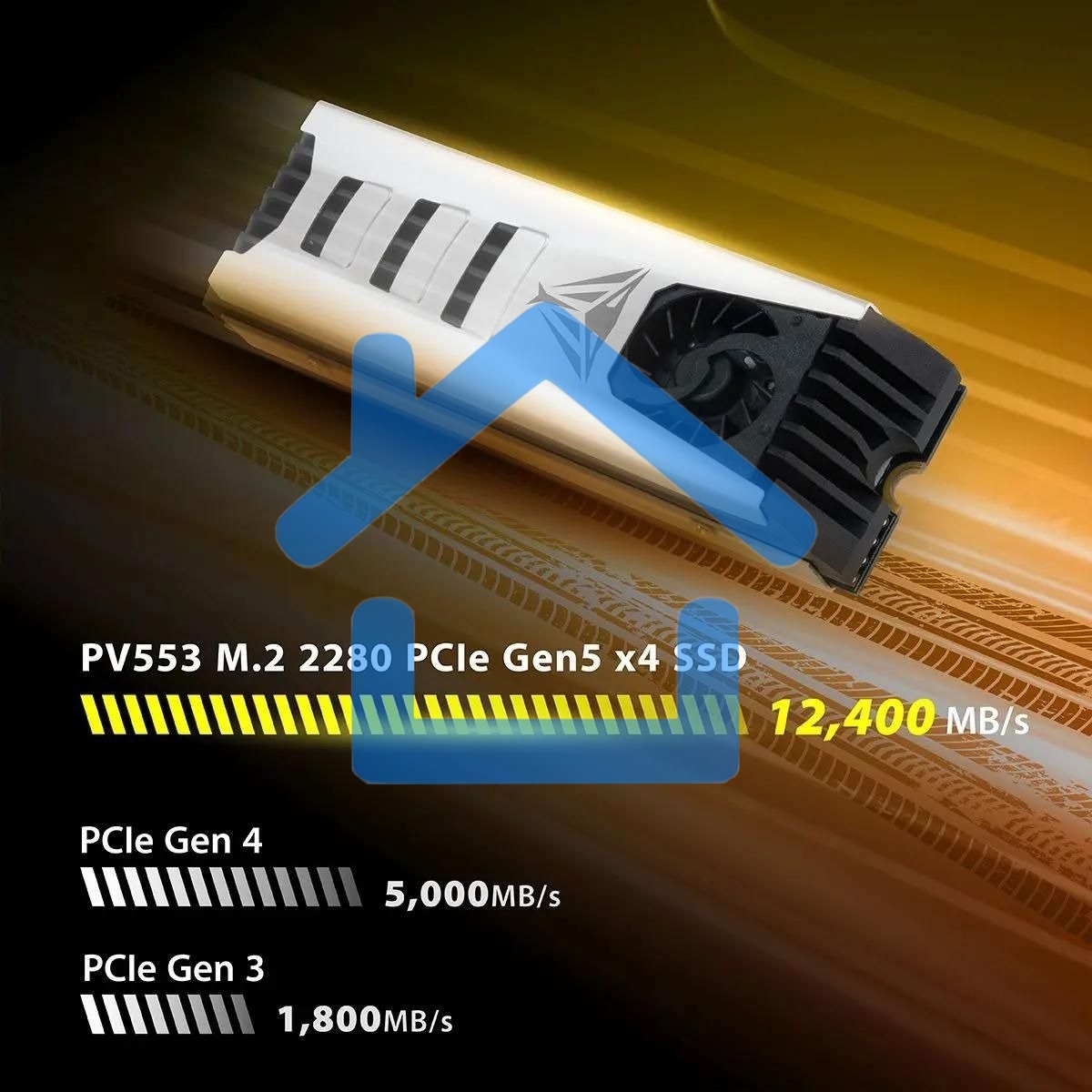 Накопитель SSD Patriot PV553, 4Tb, PCIe 5.0 x4, M.2 2280, NVMe, R/W 12400/11800, с активным охлаждением