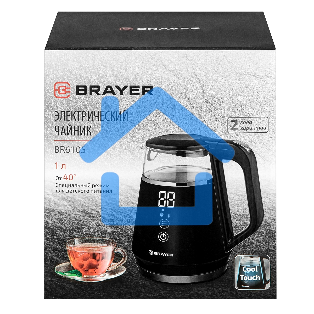 Чайник электрический BRAYER BR6105 1 л, 1100 Вт, черный